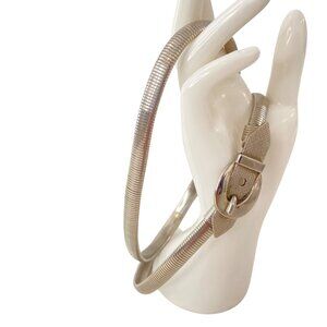 Vintage Y2K Silver Snake Chain Belt With Minimalist Buckle Design Adjustable Fit